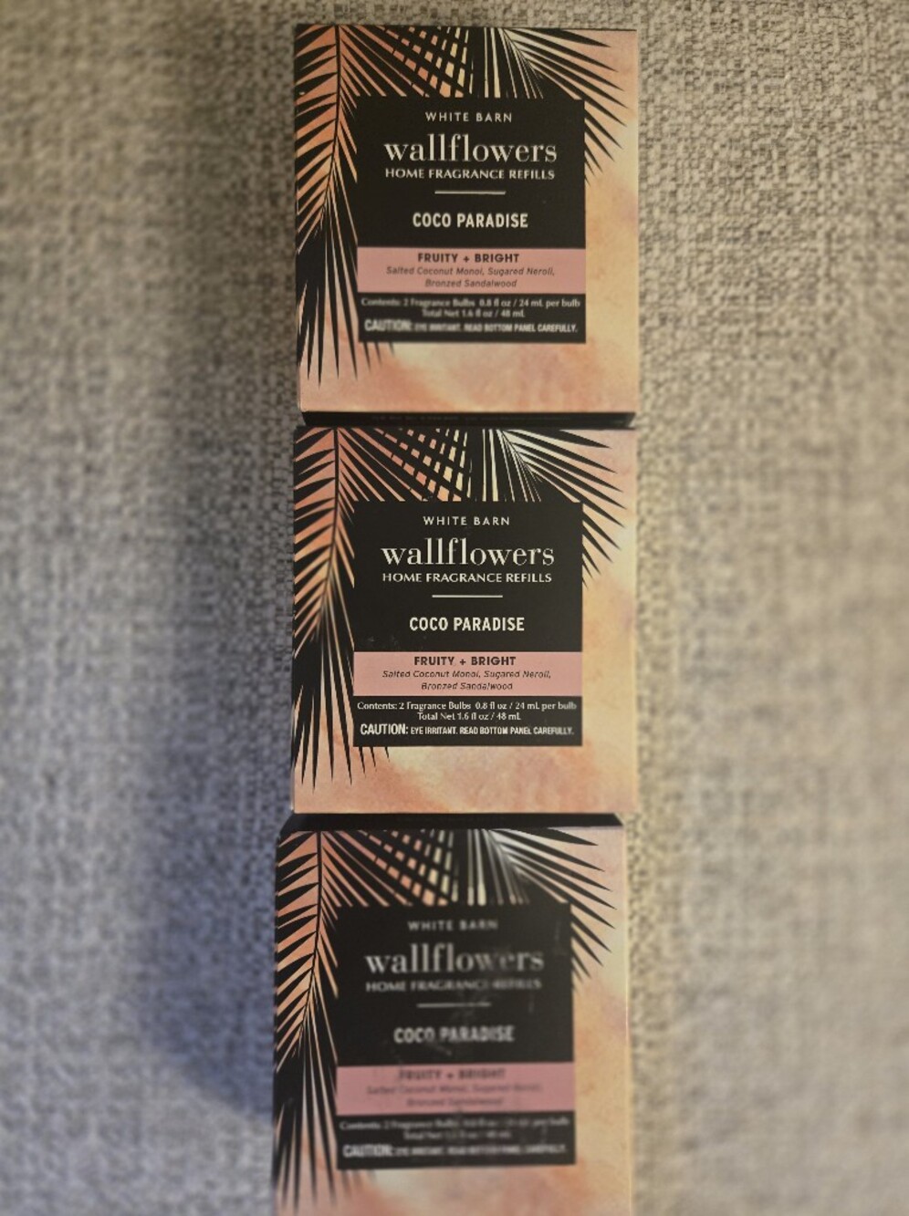 Set Of 3 White Barn Wallflowers Coco Paradise Refills 2 In Each Pack
